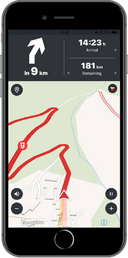 Zowel via de website als via de app kun je een route plannen. Ook worden er interessante statistieken bijgehouden zoals je hellingshoek, snelheid en acceleratie.